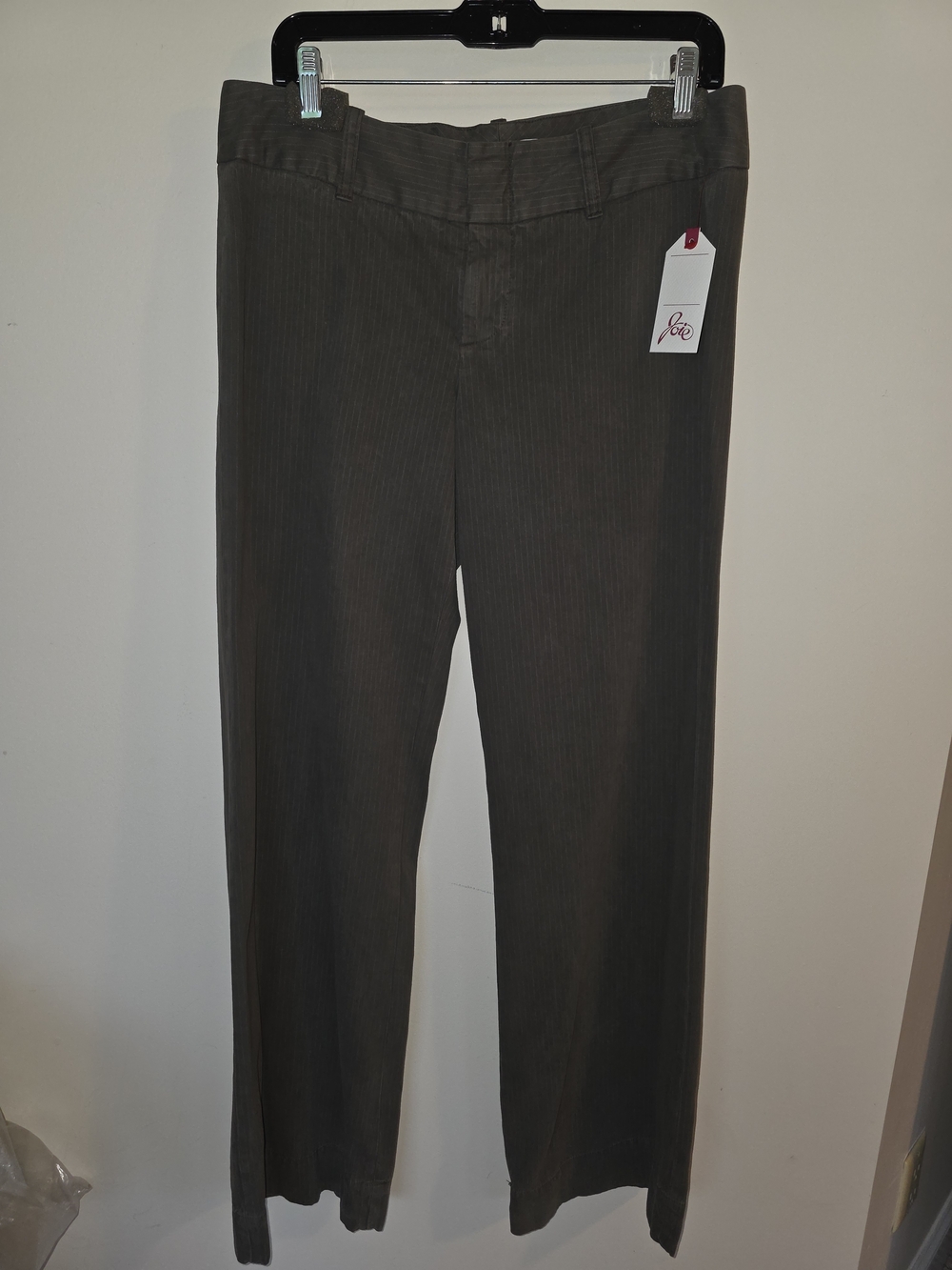 Joie Dark Brown-Gray Pinstripe Pants Vintage Women Long 10